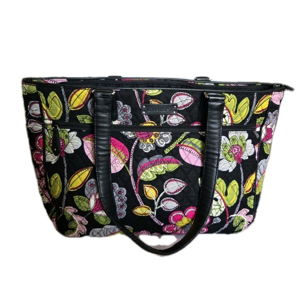 Vera Bradley LARGE Quilted Divided Tote Bag Bloom Blossoms Pattern Double Handle